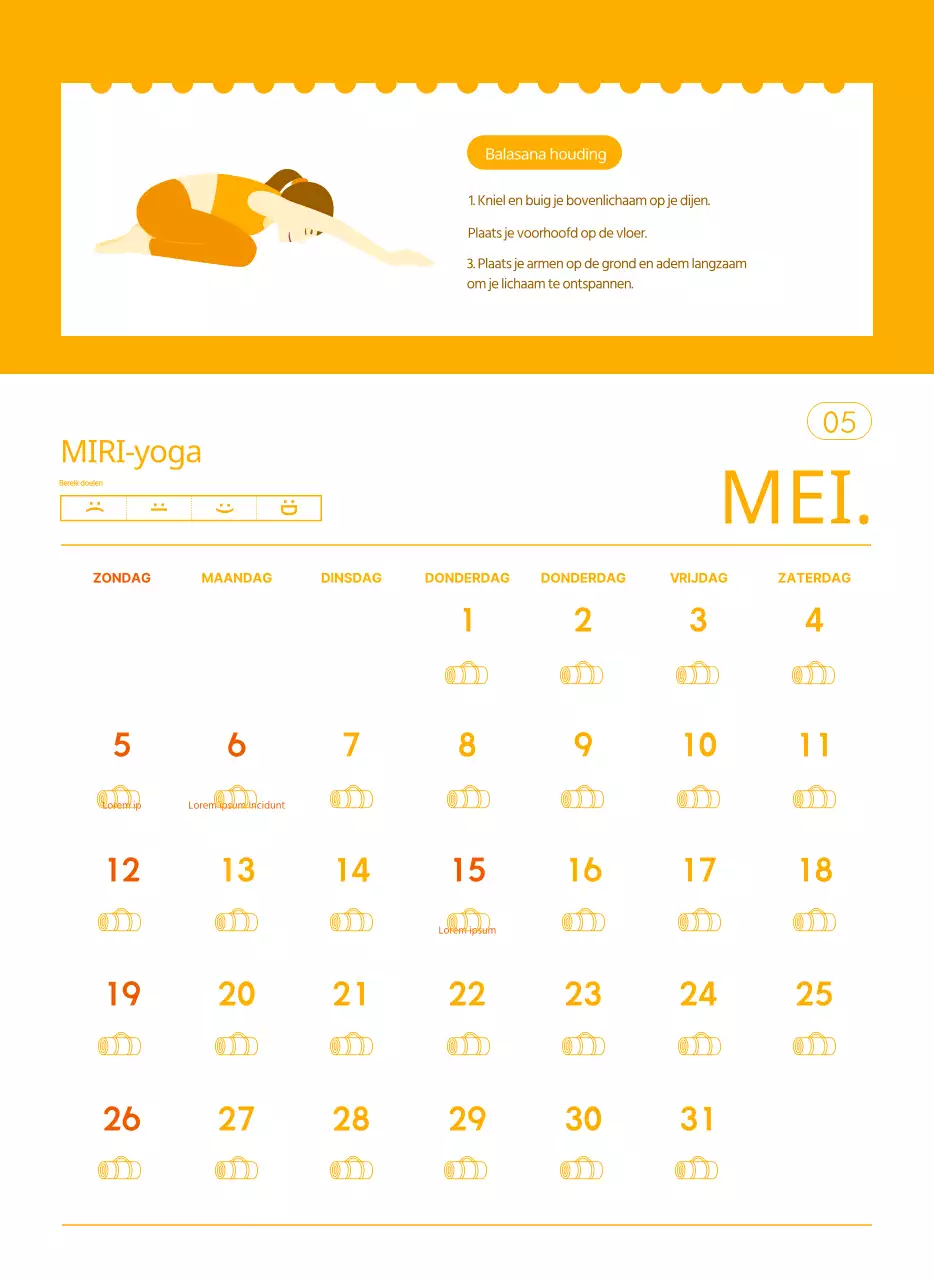 Oranje kalenders om weg te geven als je je yogastudio promoot