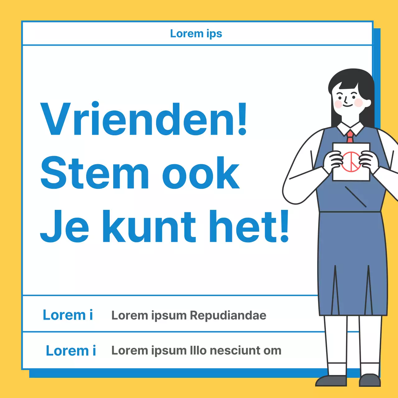 Gele leuke illustratie stemwijzer voor jongeren