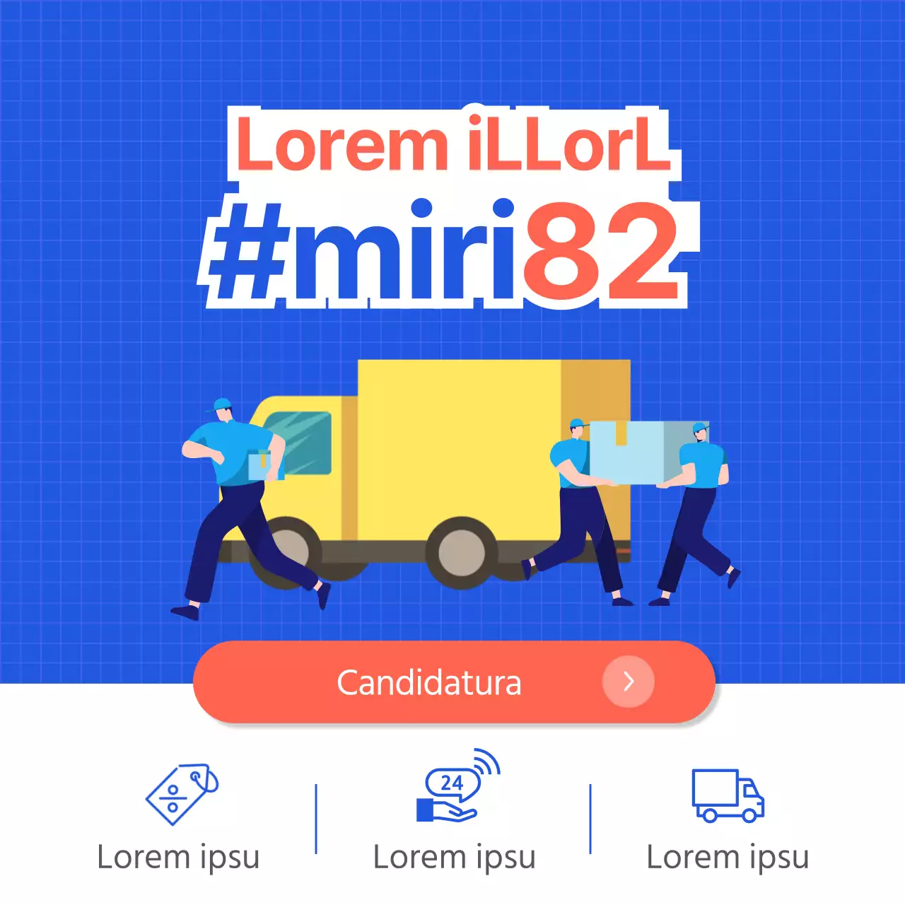 Promuovete la vostra attività con un'illustrazione di un centro in movimento su sfondo blu