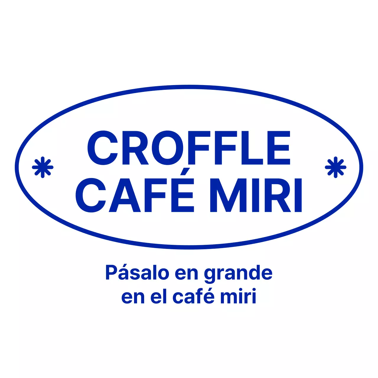 Formas y texto limpios y sencillos en azul marino para una cafetería con estilo