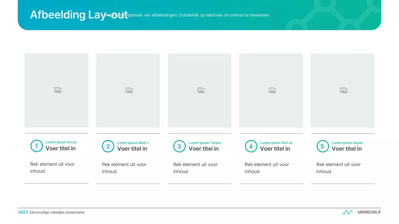 Eenvoudige zakelijke presentatie met kleurverloop in lichtblauw en groen