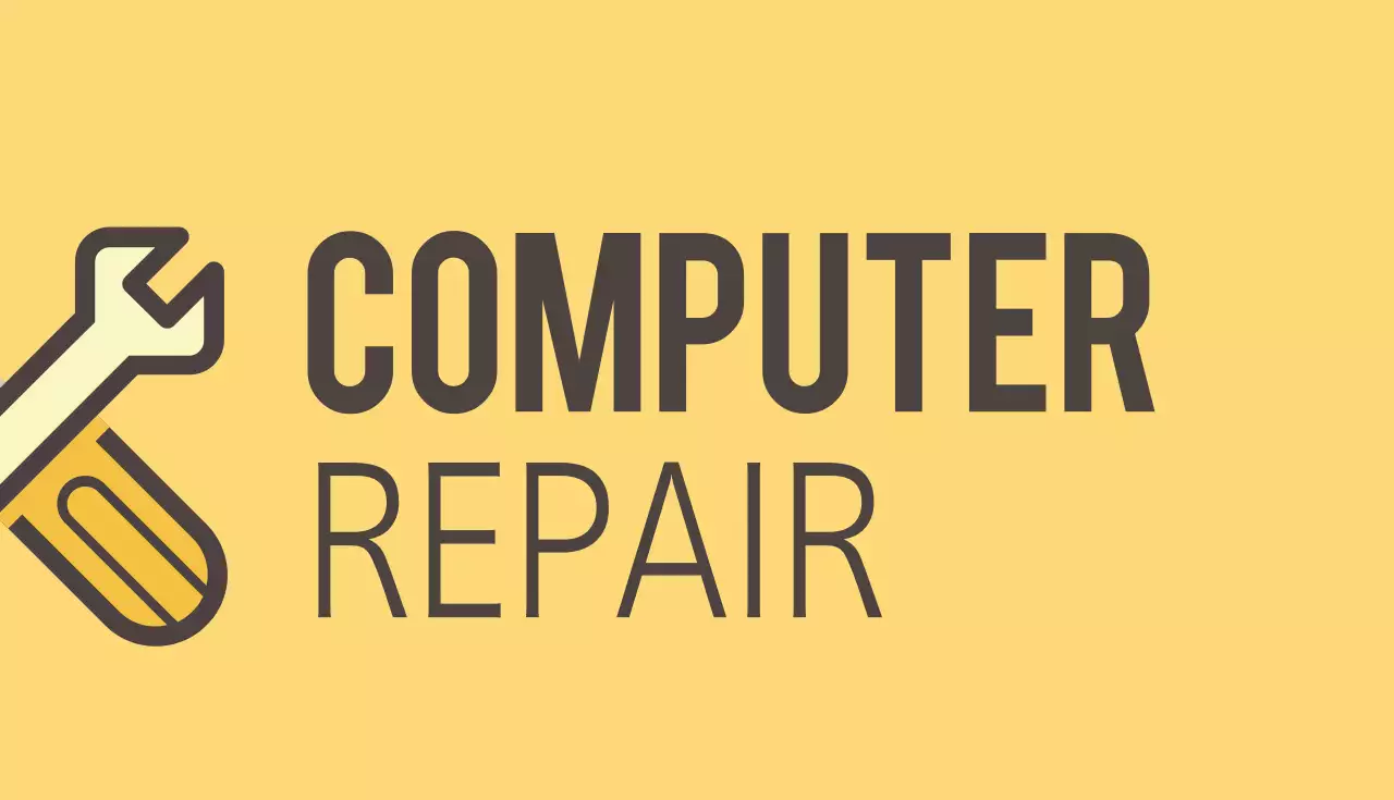 黄色 シンプル コンピュータ修理 名刺