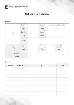 Plantilla de solicitud de audición gris simple