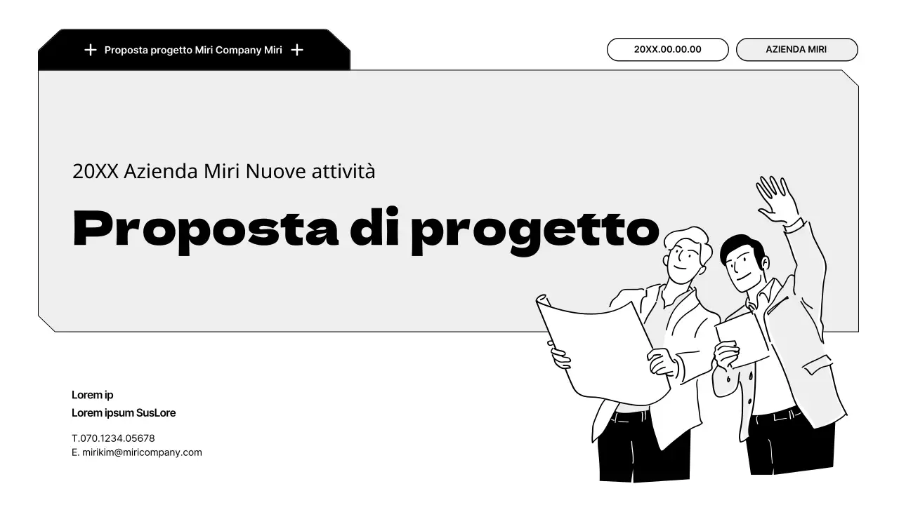 Una proposta semplice e scalabile con illustrazioni in bianco e nero