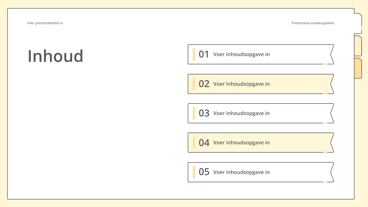 Strakke en eenvoudige presentatieset in geel