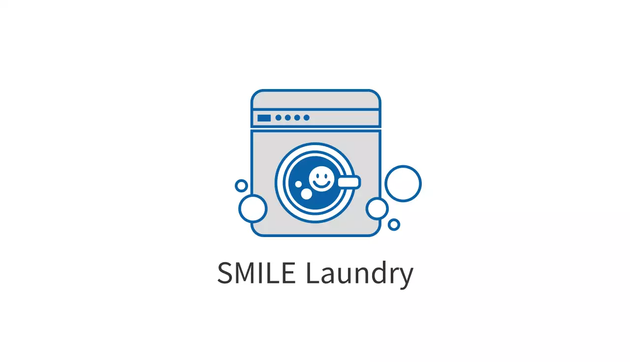 青 シンプル ランドリー 名刺