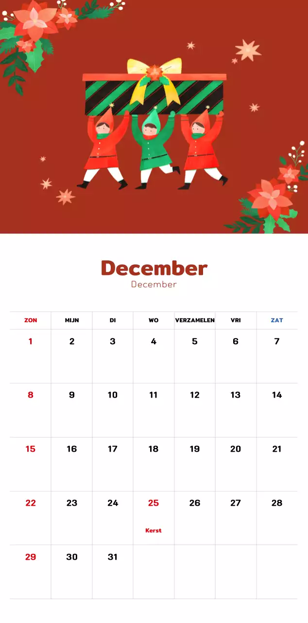 Een warme, geïllustreerde nieuwjaarskalender