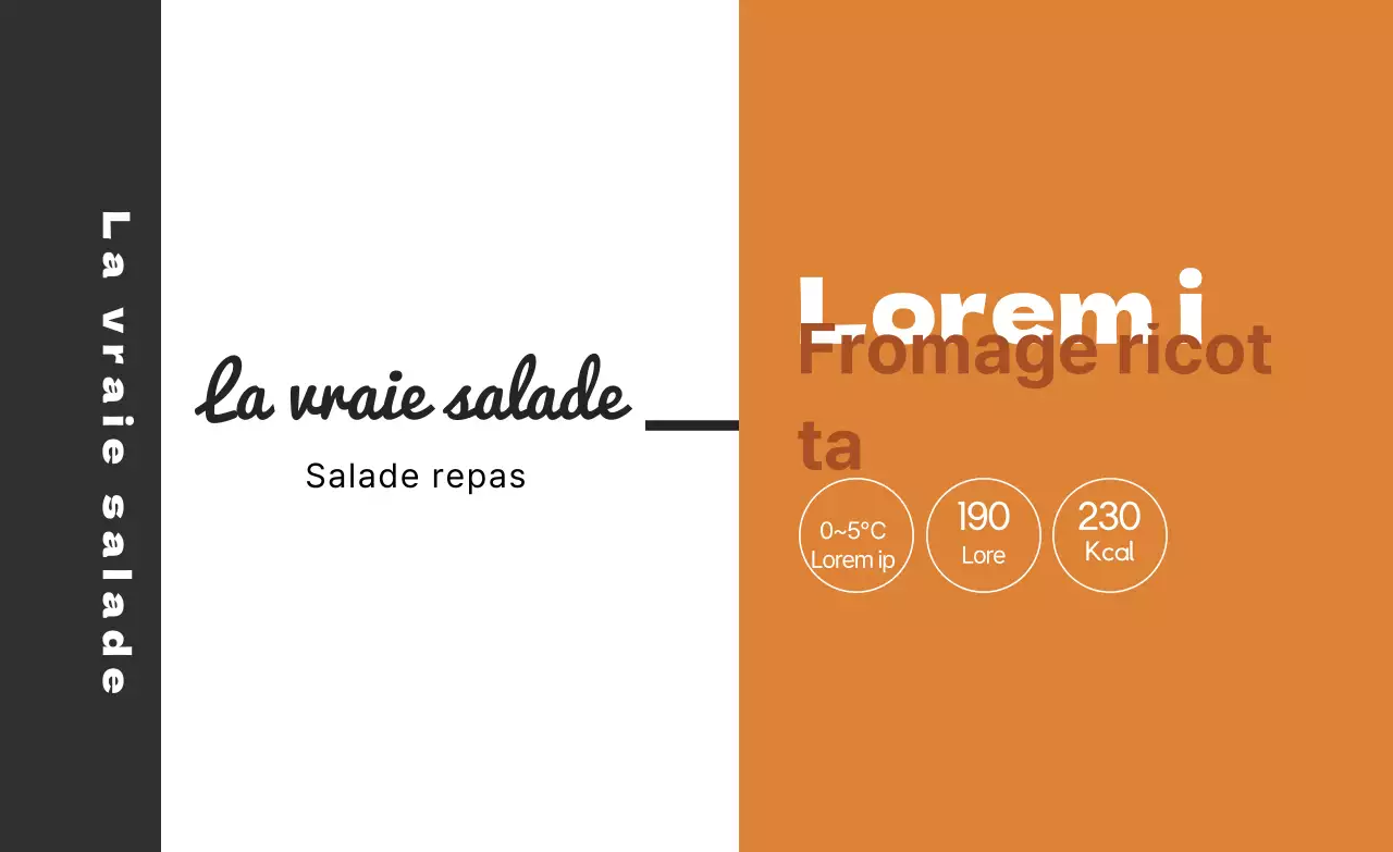 Illustration orange noire étiquette alimentaire pour salade