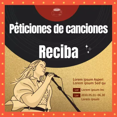 Promover un café marrón, retro LP Aplicación canción evento