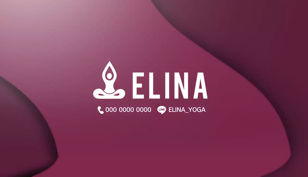 ワインレッド シンプル ヨガ 名刺