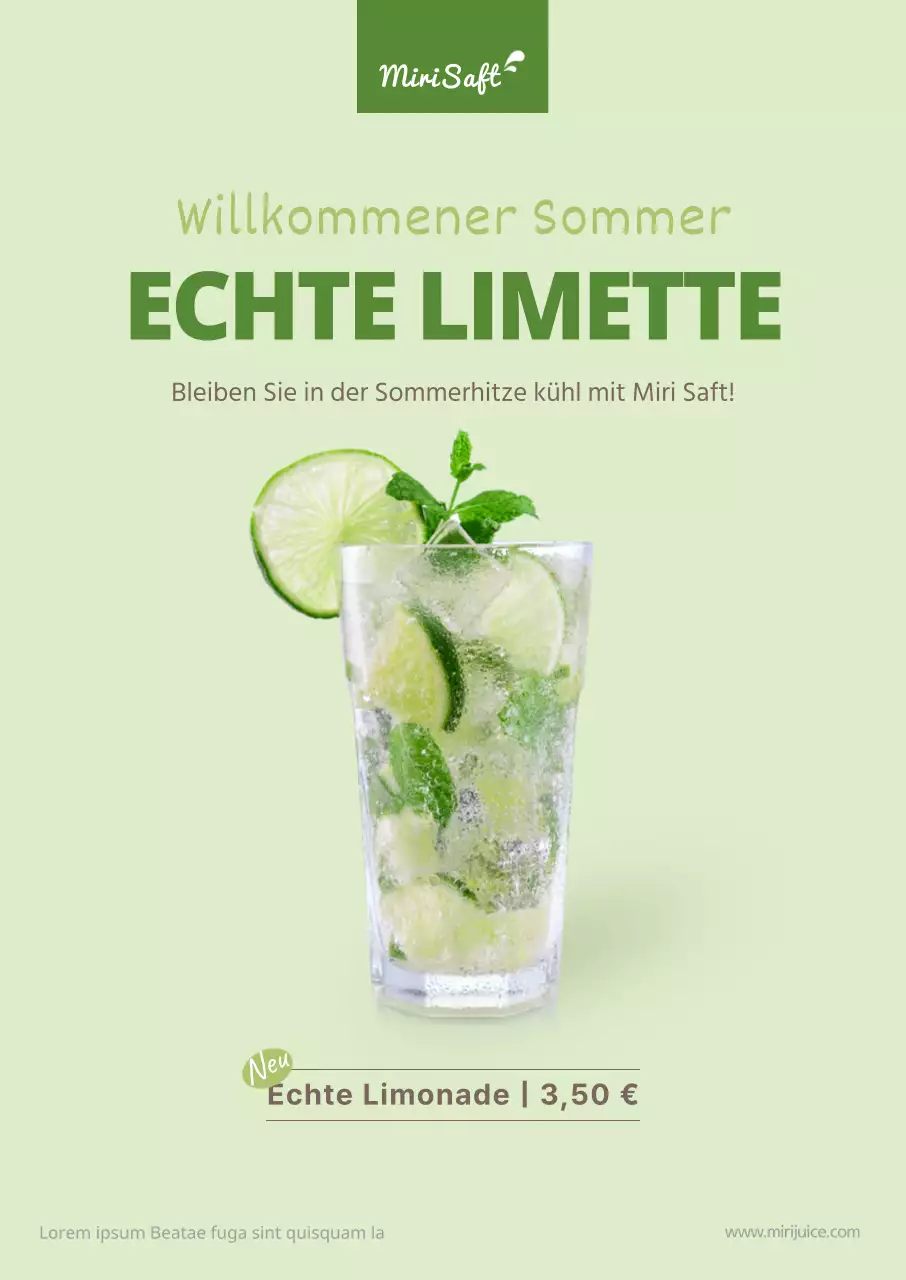 Grüner Sommer Limonade Poster