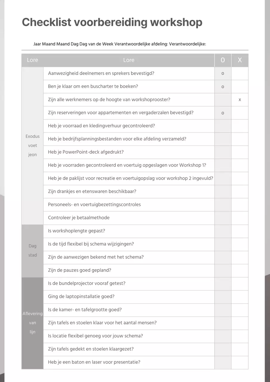 Grijze Grijze Schone Documentatie Checklist Workshop Voorbereiding