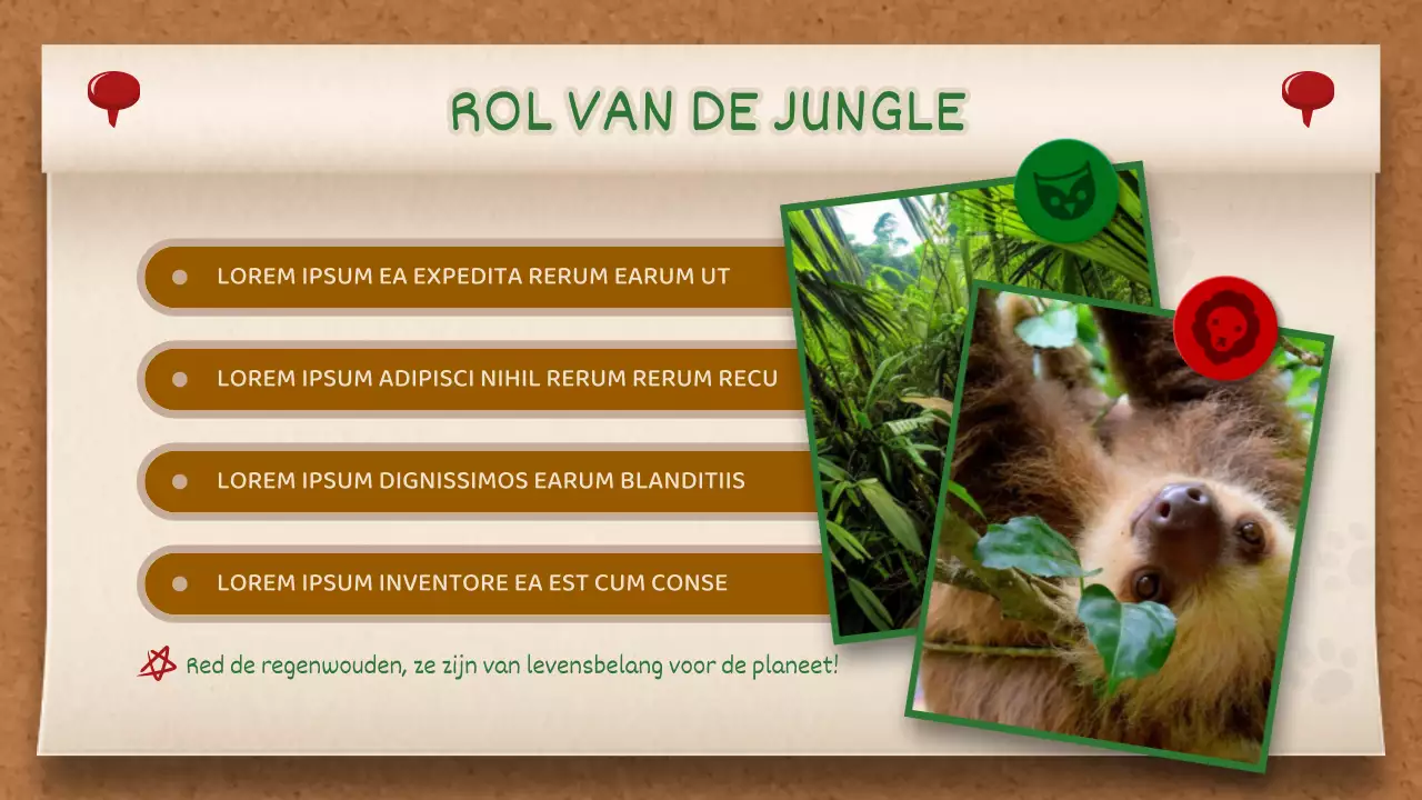 Bruin en Groen Memobord Concept Jungle Verhaal