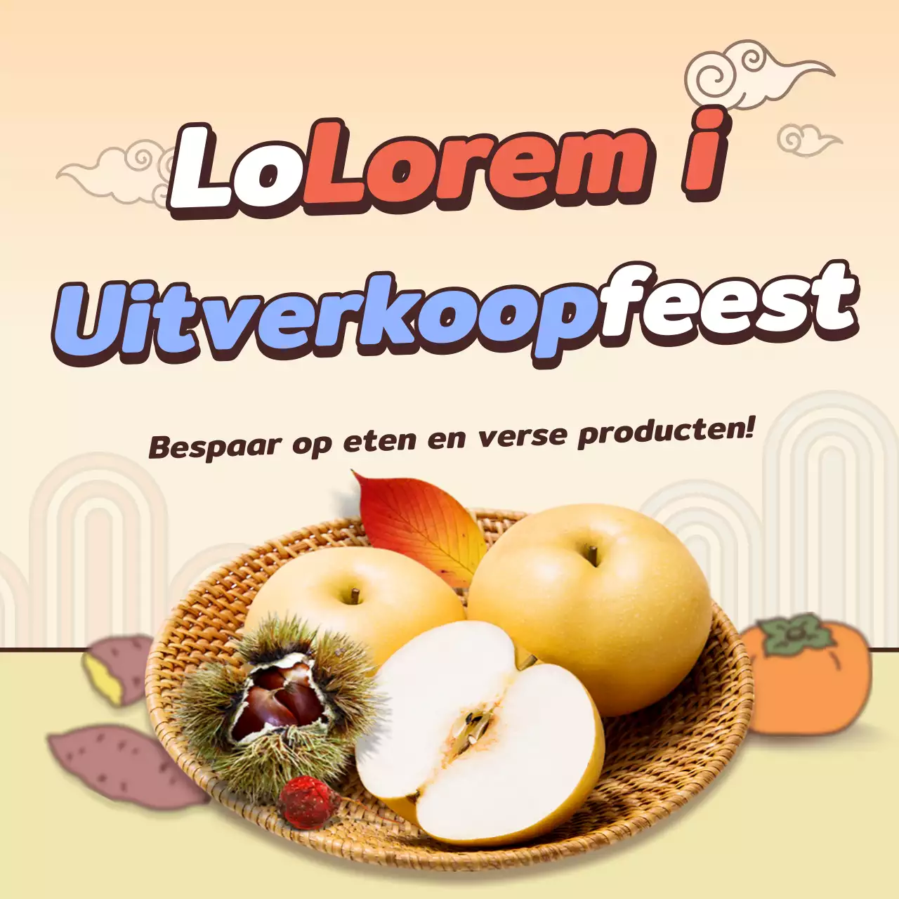 Oranje en geel traditioneel marktevenement