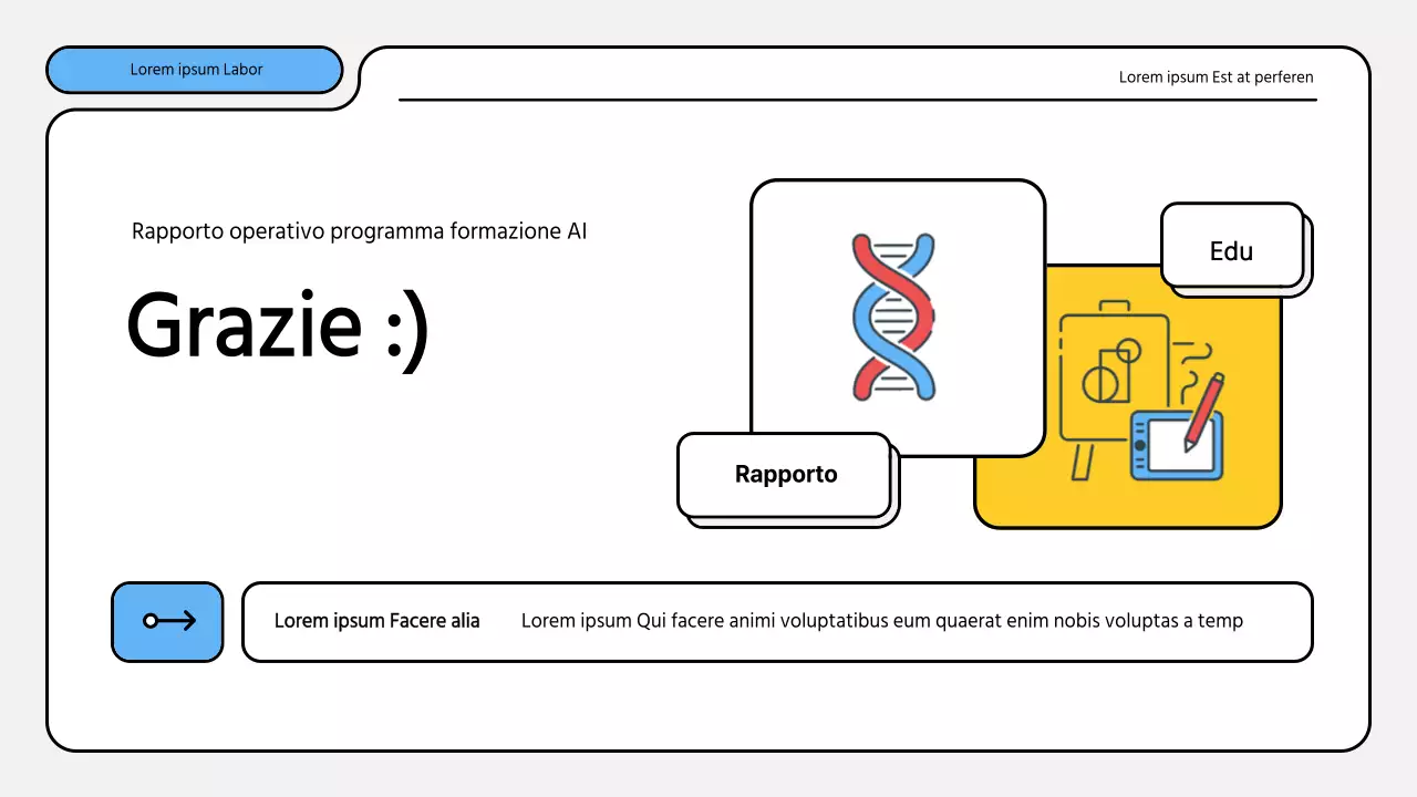 Kit di presentazione dei rapporti di formazione ordinati in blu e giallo