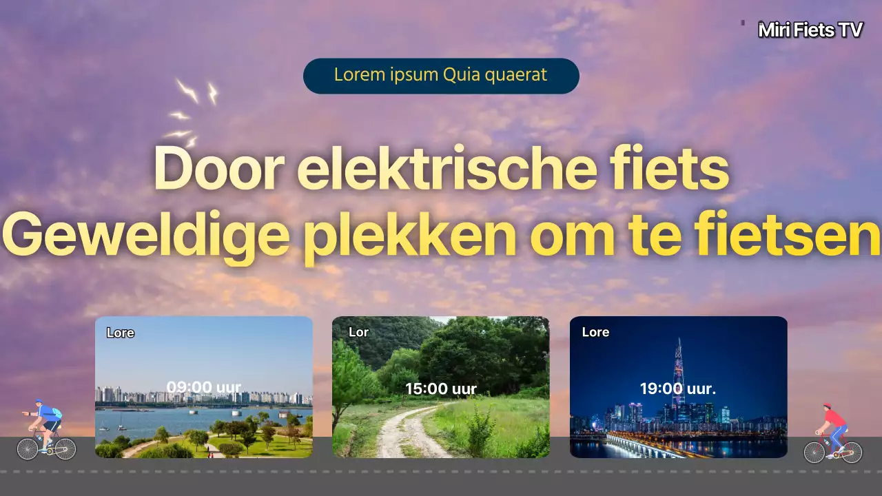 Beste plekken om op een e-bike te rijden met foto's van paarse luchten en illustraties van fietsers Aanbevolen routes