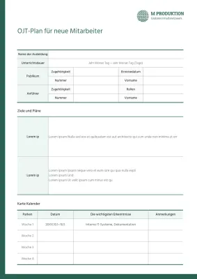 OJT-Plan für neue Mitarbeiter