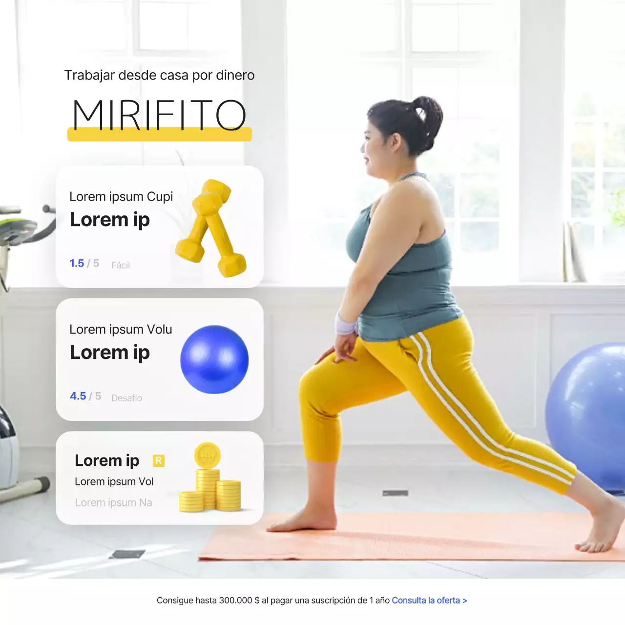 Presentamos la aplicación de entrenamiento en casa de color amarillo y azul