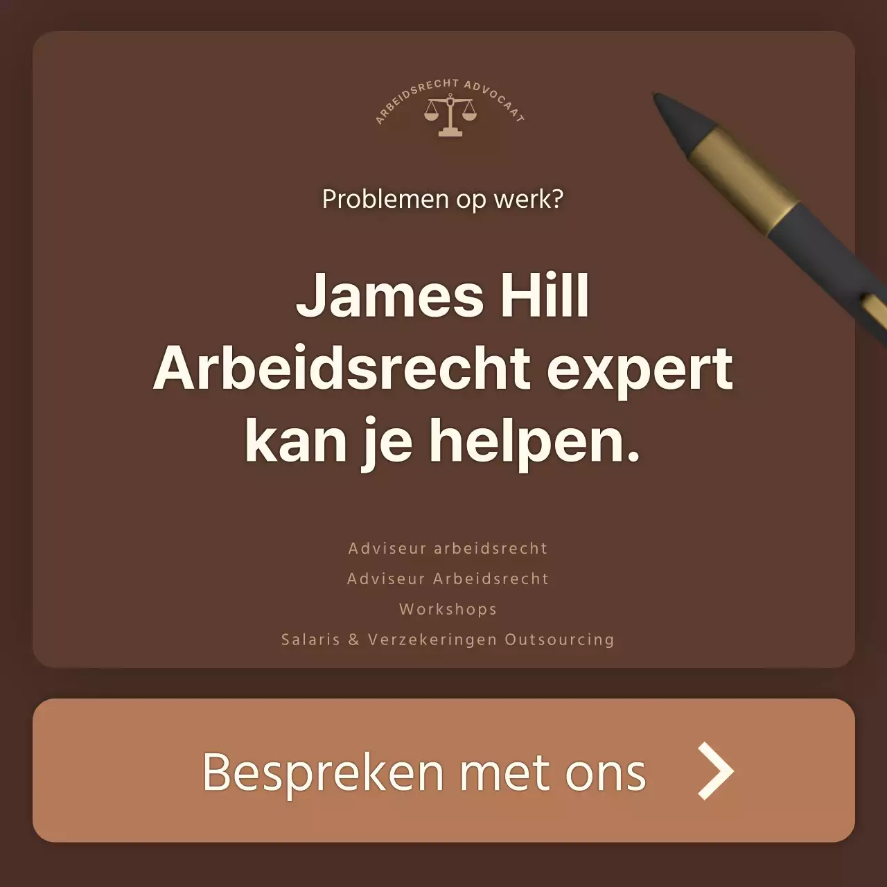Bruin, netjes en veranderd, het promotiekaartje van de arbeidsbemiddelaar van dit jaar