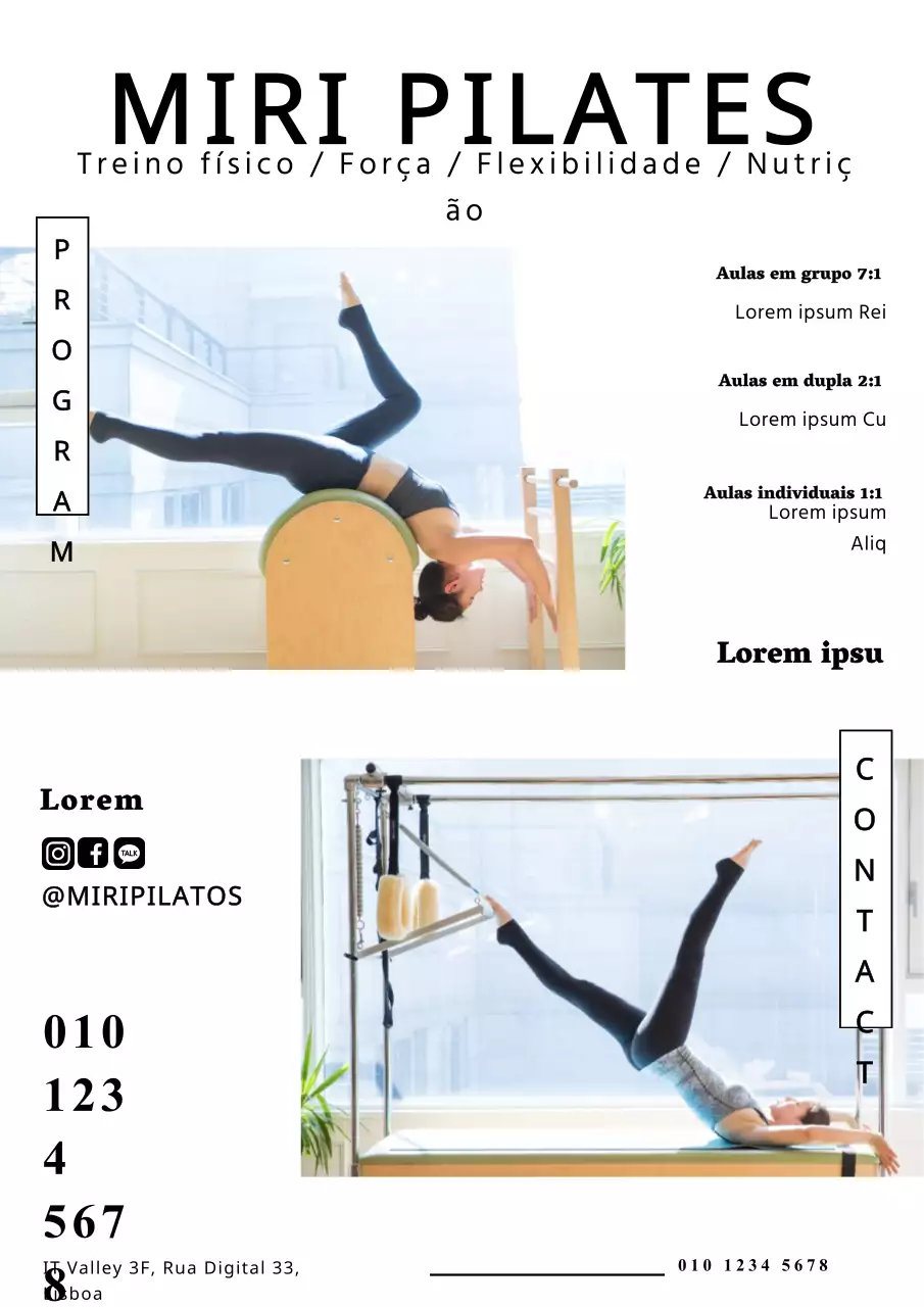 Promova a sua escola de Pilates com uma imagem a preto e branco de Pilates