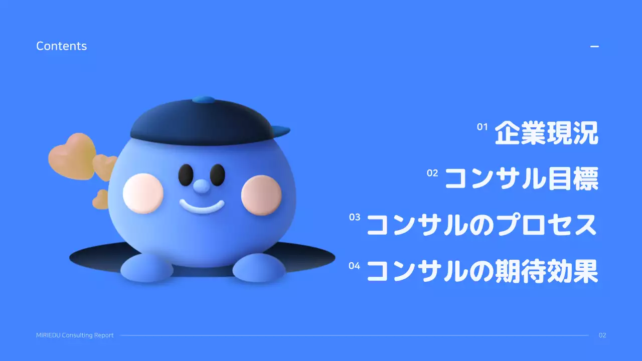 青 かわいい 教育 報告書 プレゼンテーション