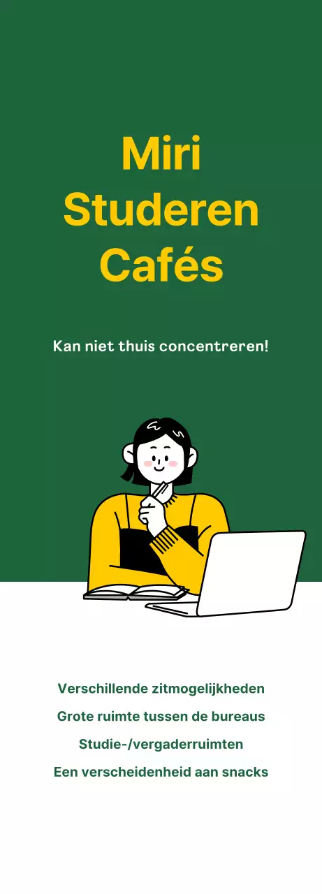 Promoot je studiecafé met een schone, groene achtergrond