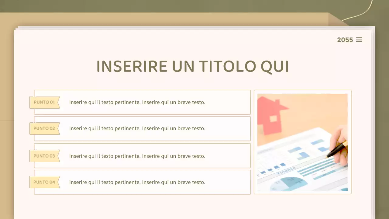 Per presentazioni con un concetto di documento pulito nei toni dell'oliva e del beige