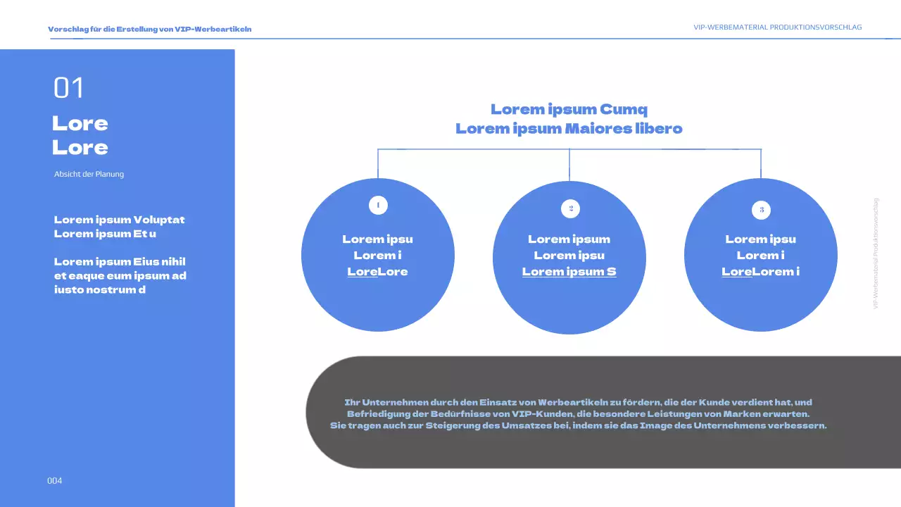 Vorschlag für ein blau gefärbtes VIP-Werbemittel