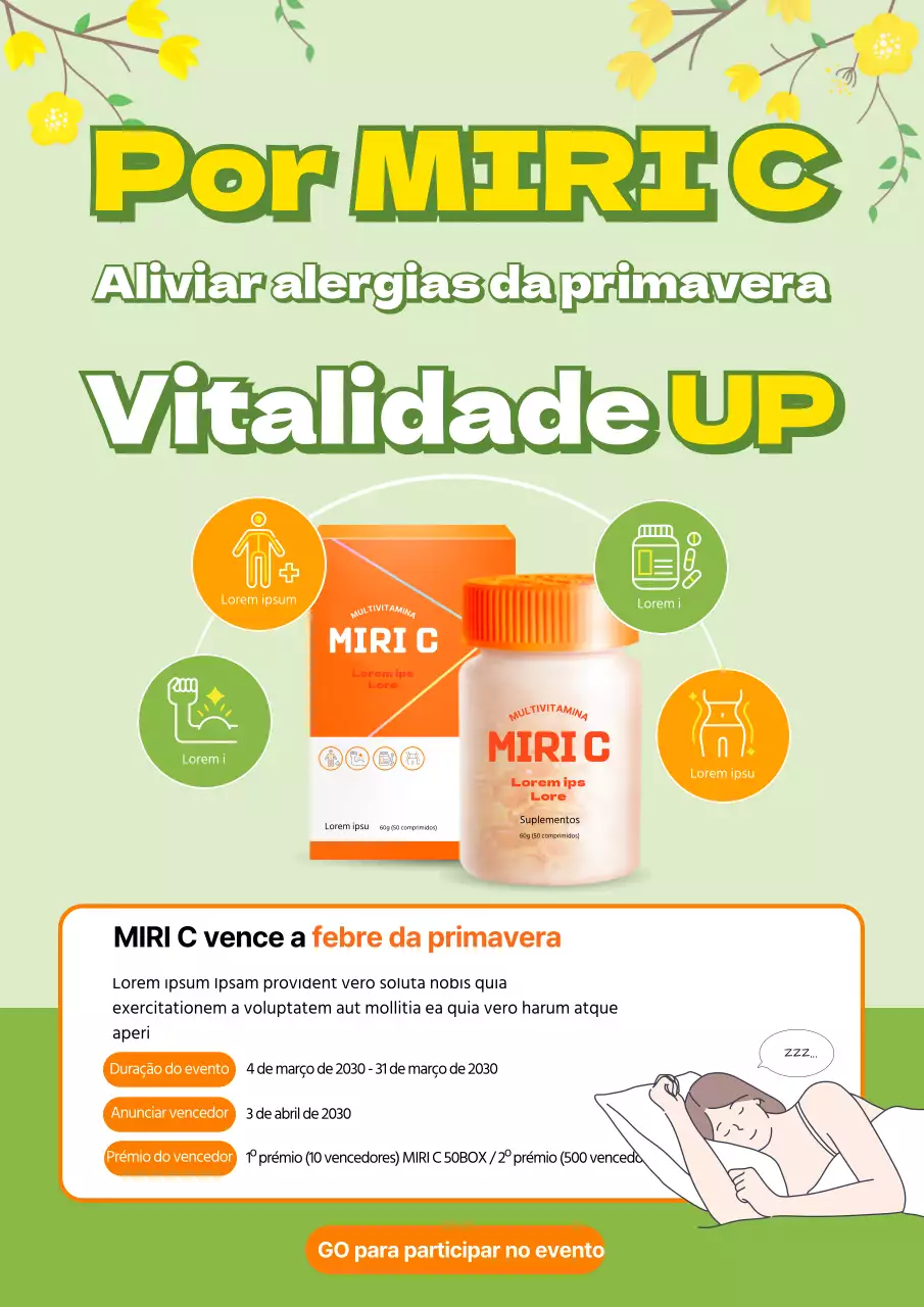 Vitaminas frescas da febre da primavera em produtos farmacêuticos de cor chartreuse e laranja