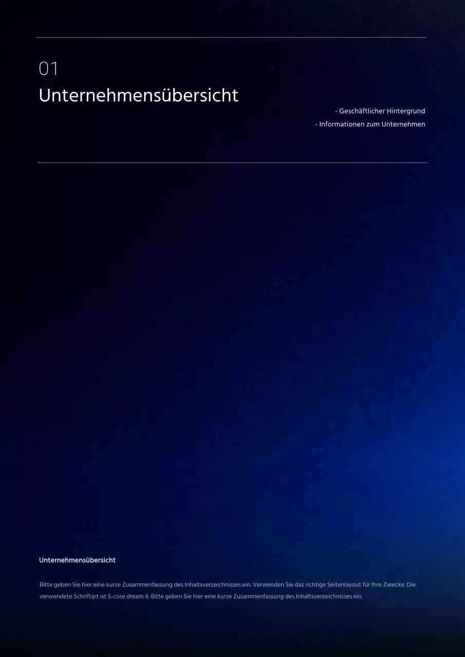 Schwarz-blaues Farbverlaufskonzept Geschäftsplan für die Herstellung