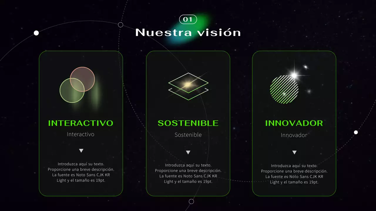 Presentación de astronáutica futurista cibernética en negro y neón