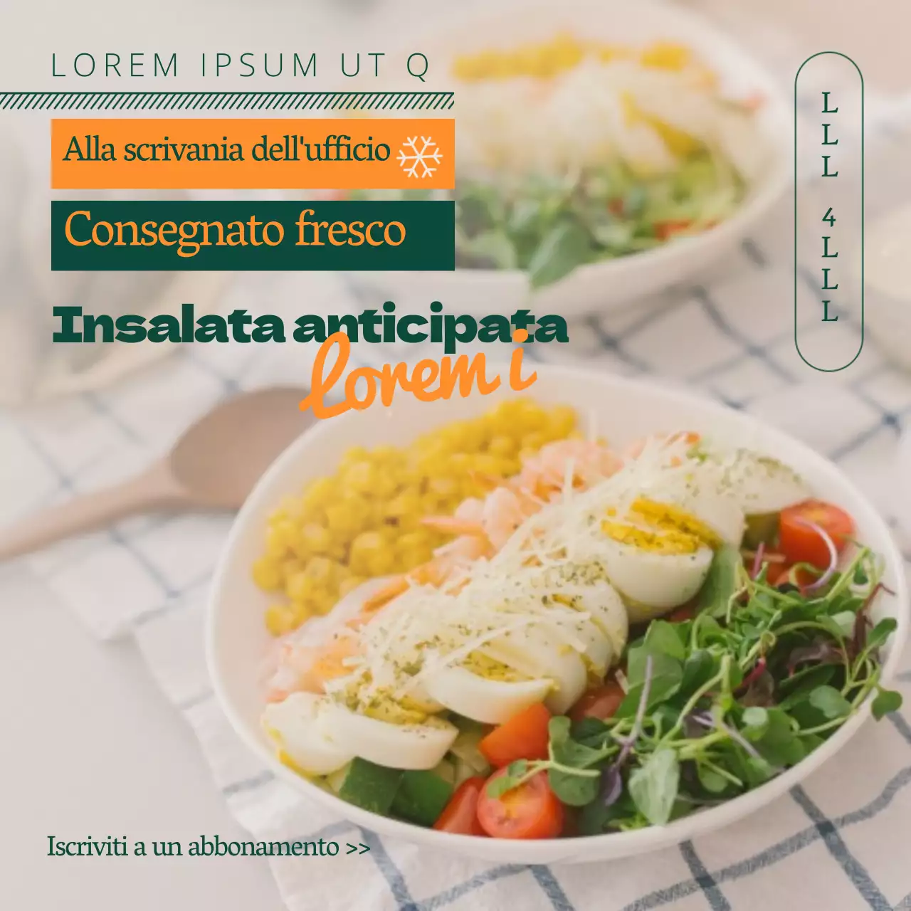 Un'insalata fresca in verde e arancione.