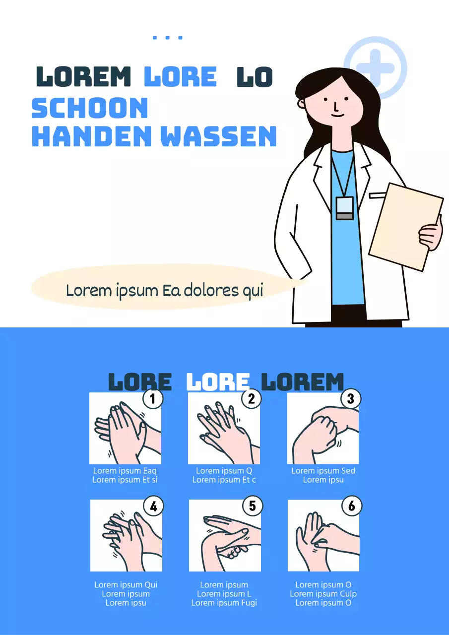 Schattige blauw-witte flyer voor handwasactie
