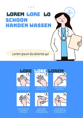 Schattige blauw-witte flyer voor handwasactie
