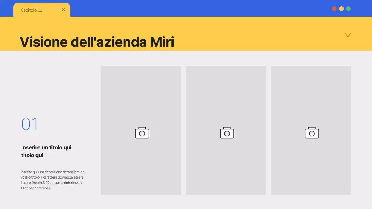 Una semplice carta intestata blu e gialla