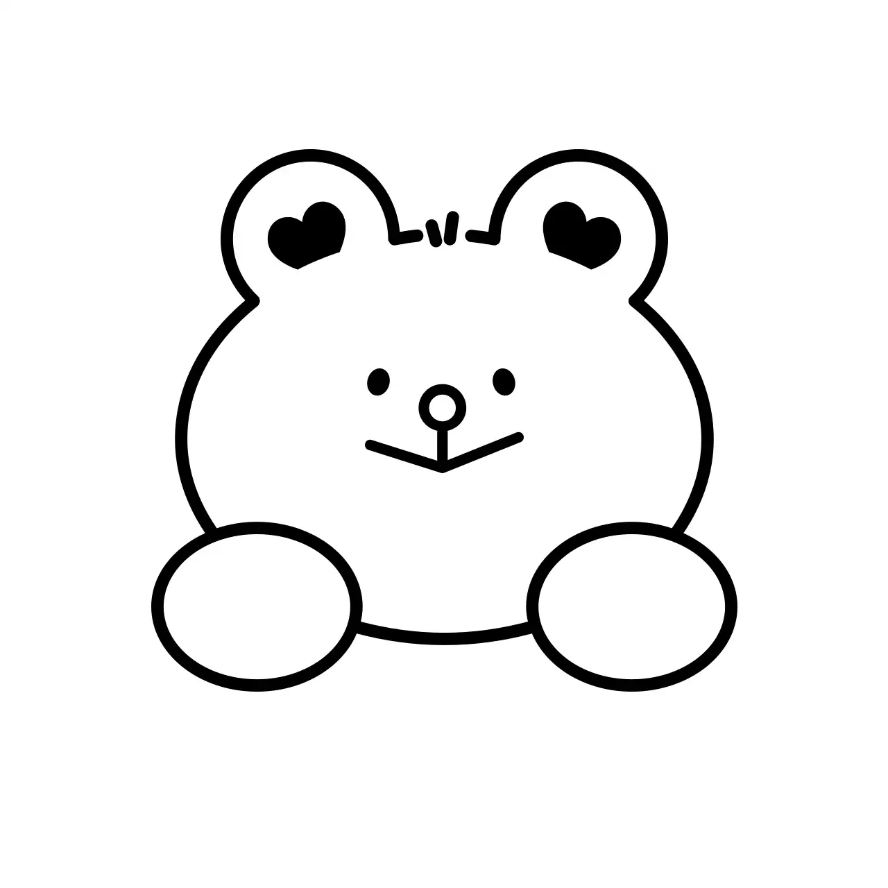 黒の様々な表情をするかわいいクマのキャラクター。