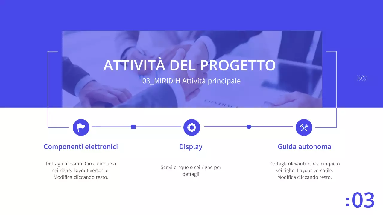 Presentazione aziendale del piano d'impresa pulito in bianco e blu PPT