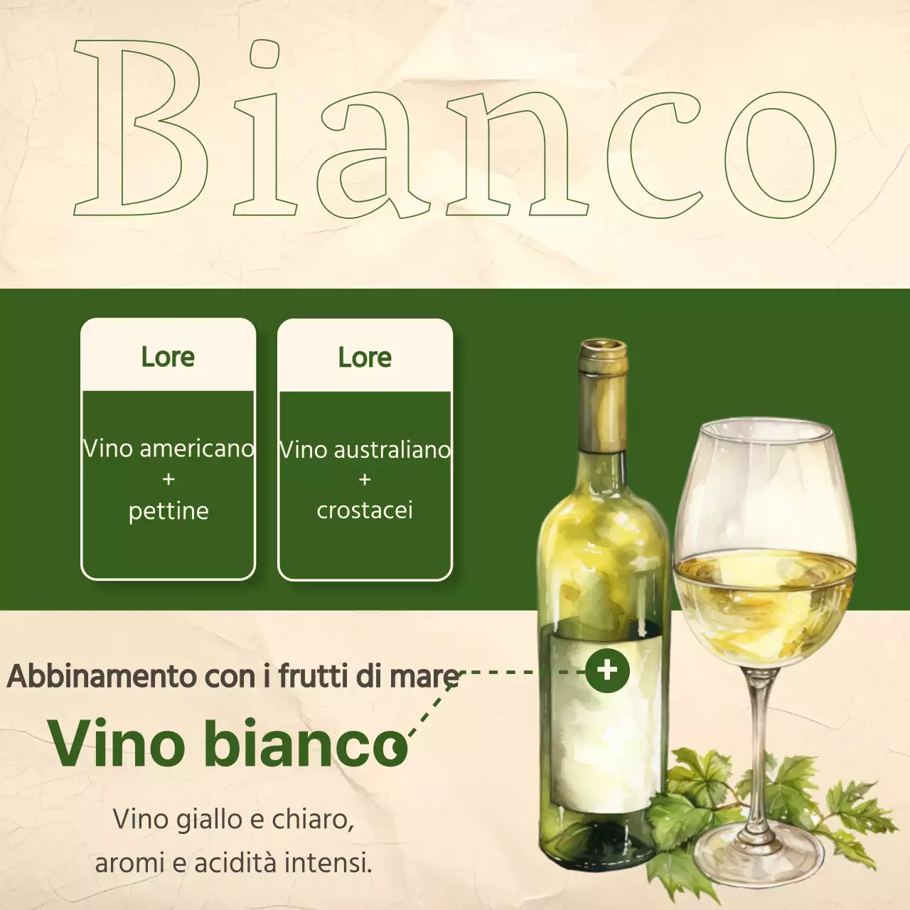 Posta per l'abbinamento del vino vintage con accenti rossi e kaki