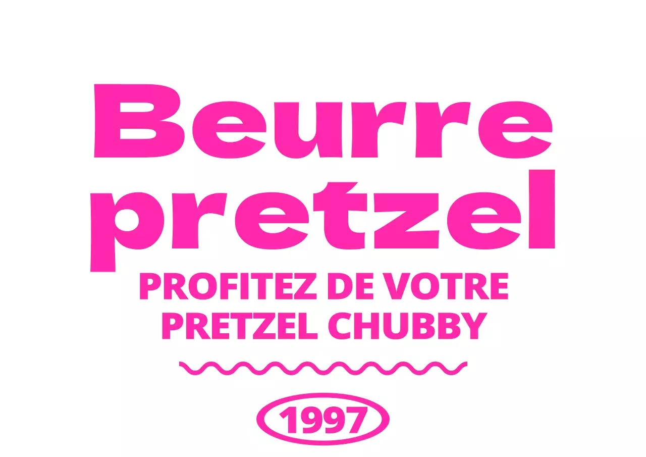 Promotion d'un magasin de desserts en rose vif avec texte en anglais