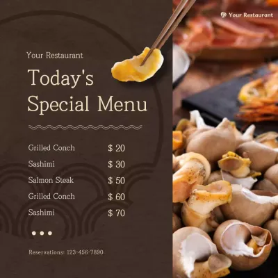 Brown Traditional Menu Announcement Social Media Post