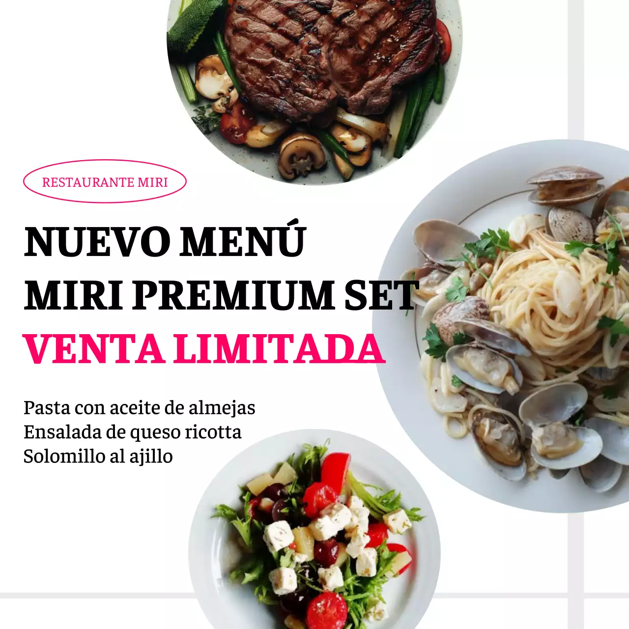 Promover un nuevo menú sencillo con fondo blanco