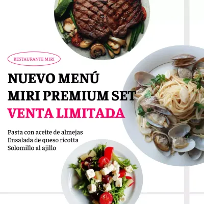 Promover un nuevo menú sencillo con fondo blanco