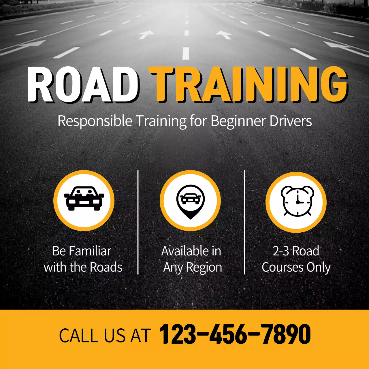 Black Modern Road Training Promotion Social Media Post