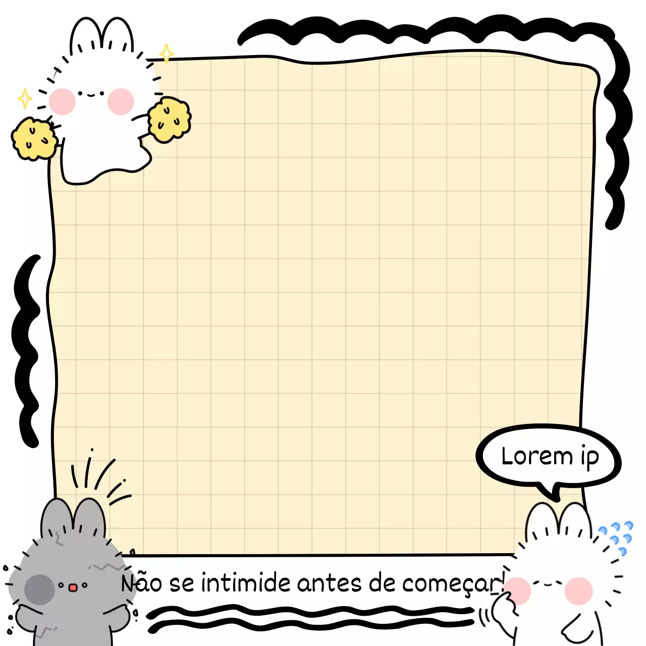 Bloco de notas do coelhinho tímido em branco e amarelo
