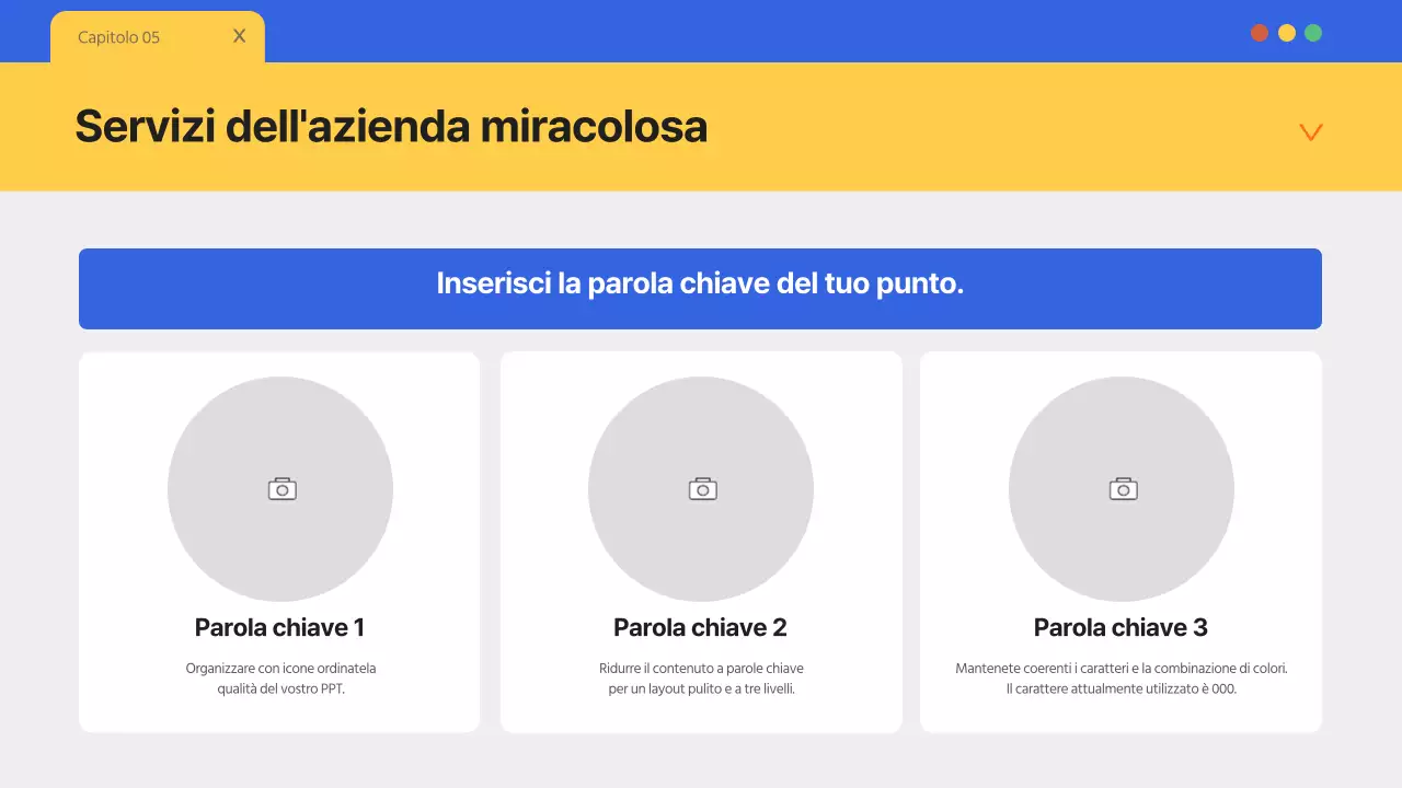 Una semplice carta intestata blu e gialla