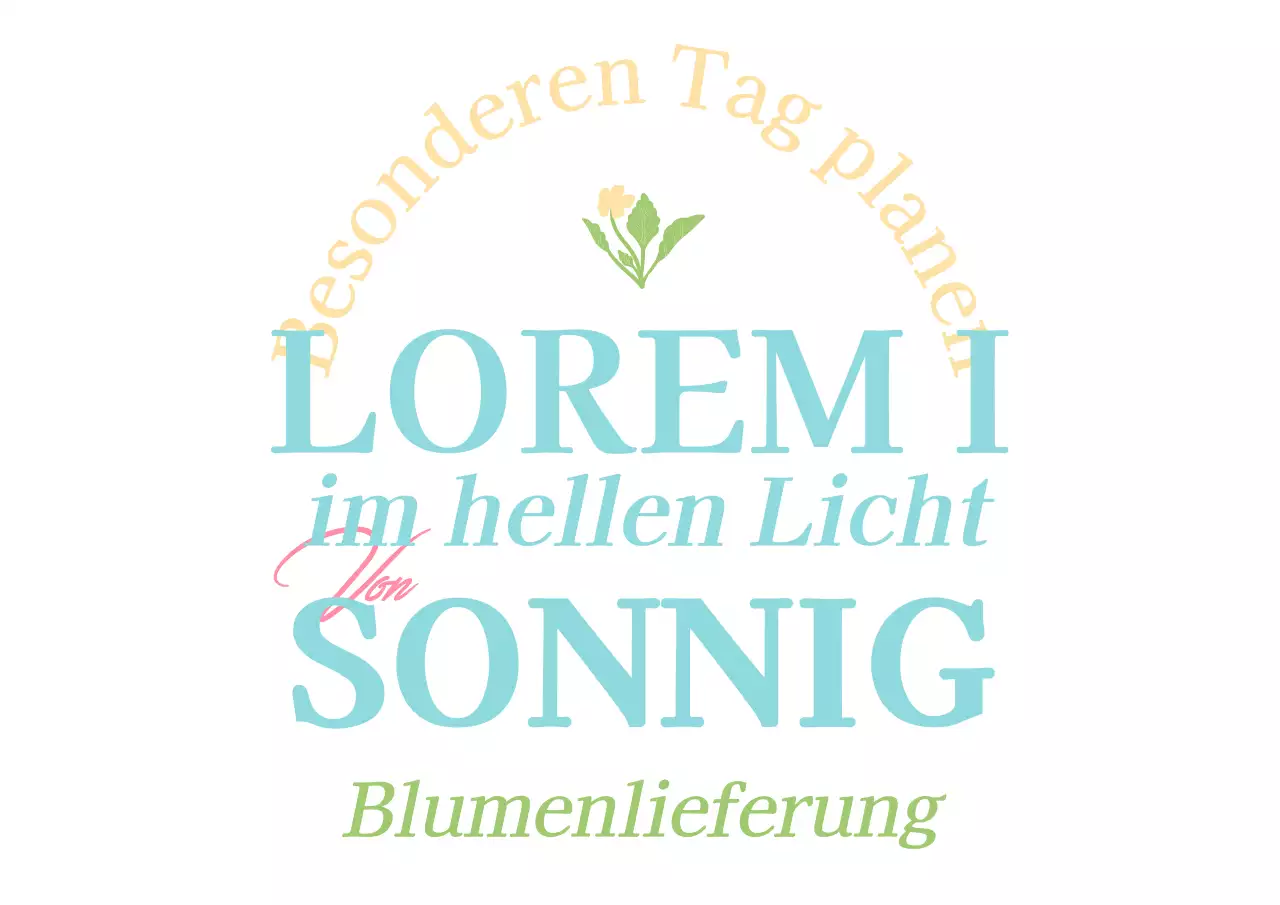 Werbung für ein Blumengeschäft mit einem pastellfarbenen Vintage-Konzept mit dem Namen des Geschäfts und Blumenillustrationen.