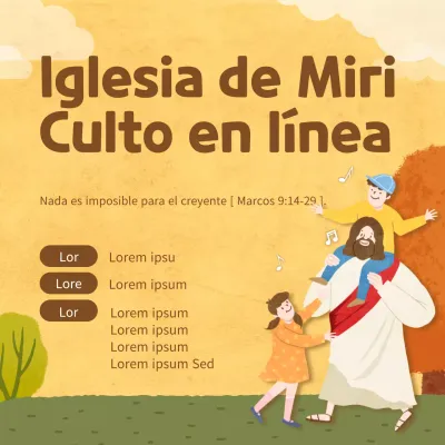 Guía de culto en línea con ilustraciones en marrón