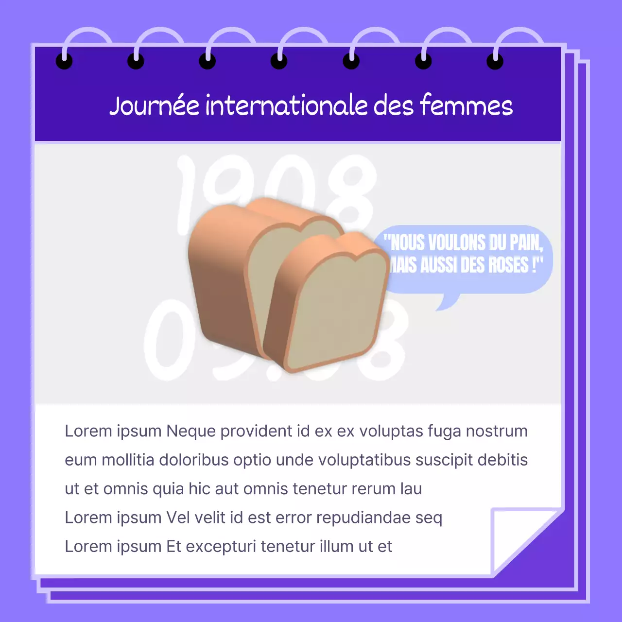 Illustration violette de femmes de différentes races pour promouvoir la Journée internationale de la femme