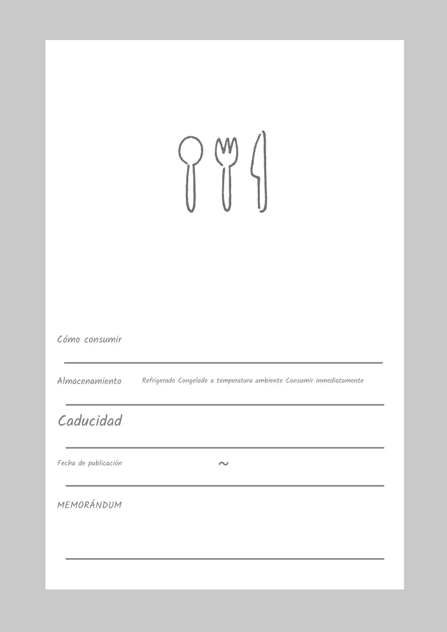 Póster de diseño sencillo en gris con notas sobre el almacenamiento de alimentos