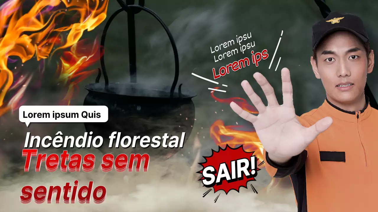 Tema de prevenção de incêndios florestais com conceito fotorrealista laranja